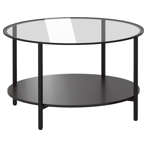IKEA VITTSJÖ Coffee table, black-brown/glass, 29 1/2 "