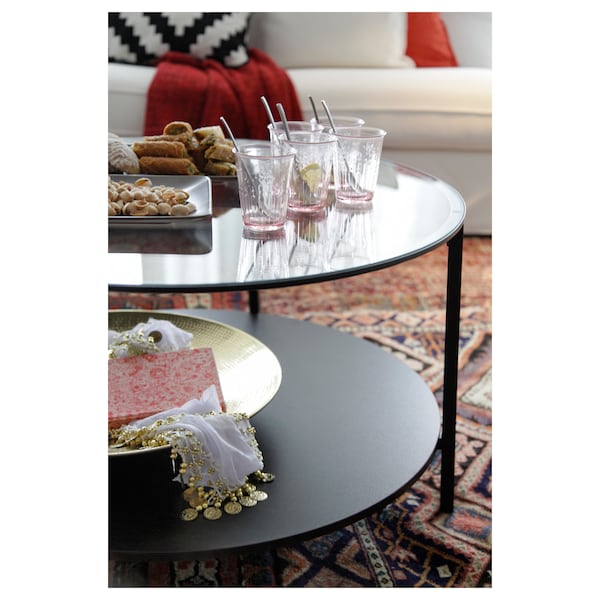 IKEA VITTSJÖ Coffee table, black-brown/glass, 29 1/2 "