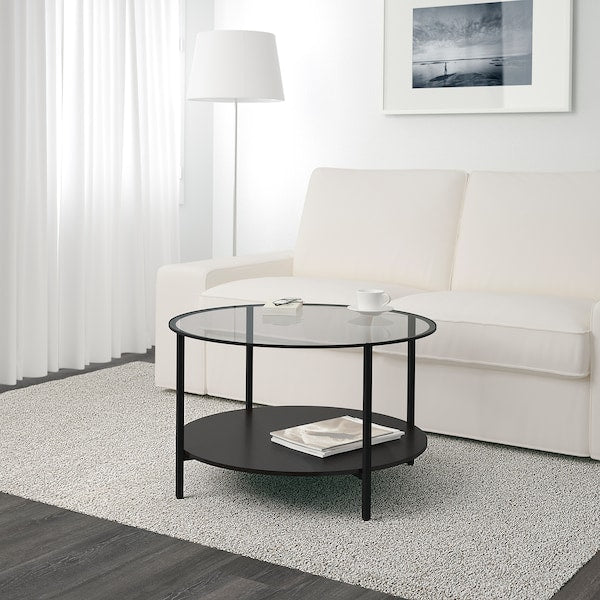 IKEA VITTSJÖ Coffee table, black-brown/glass, 29 1/2 "
