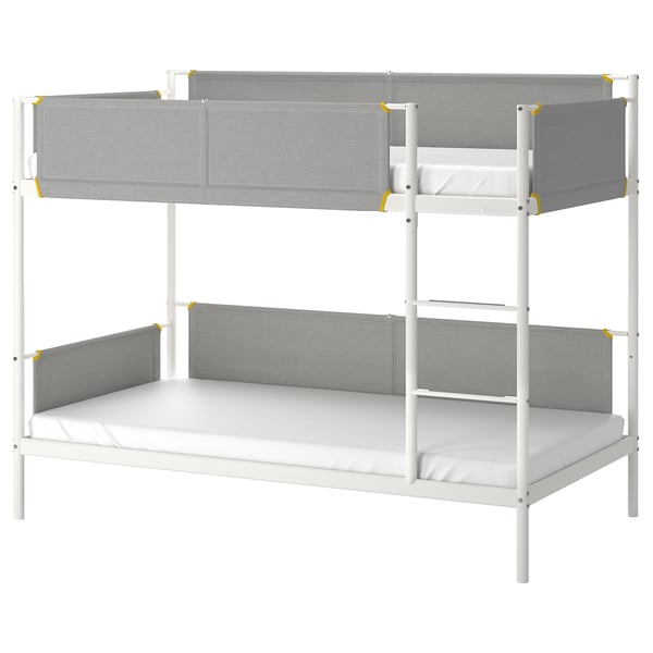 IKEA VITVAL Bunk bed frame, white/light gray, Twin