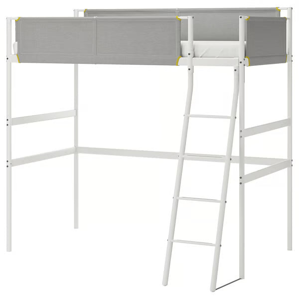 IKEA VITVAL Loft bed frame, white/light gray, Twin