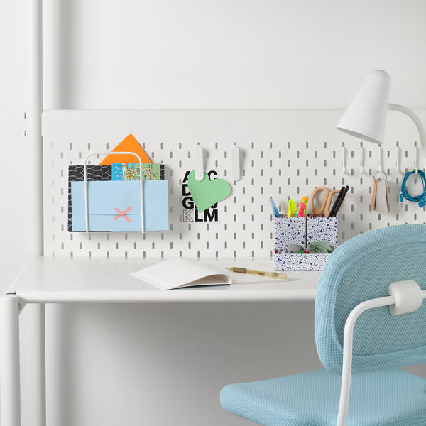 IKEA VITVAL Loft bed frame with desk top, white/light gray, Twin